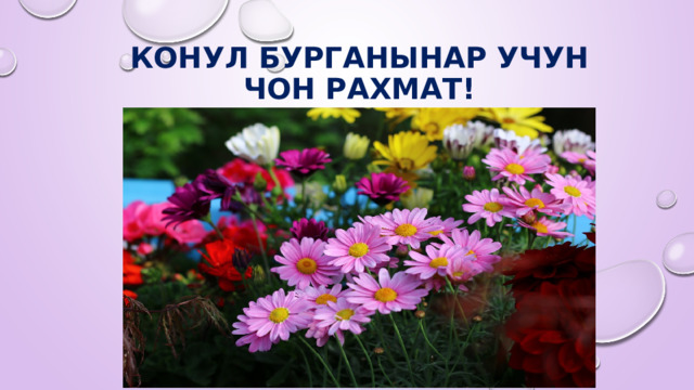 Конул бурганынар учун чон рахмат! 