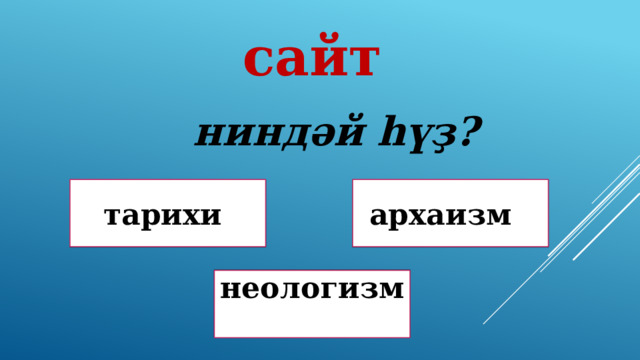 сайт ниндәй һүҙ? архаизм тарихи Дөрөҫ түгел ! Дөрөҫ түгел ! Дөрөҫ! неологизм 