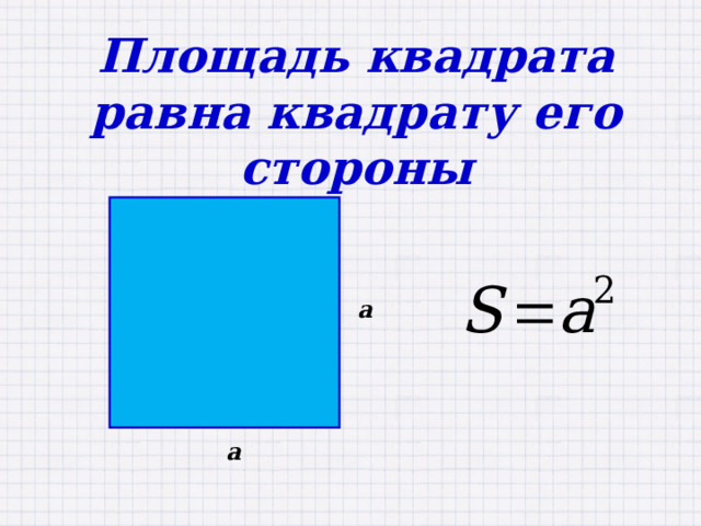 Площадь квадрата равна квадрату его стороны a a 