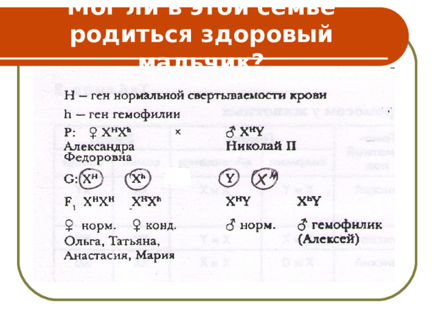 Мог ли в этой семье родиться здоровый мальчик? 
