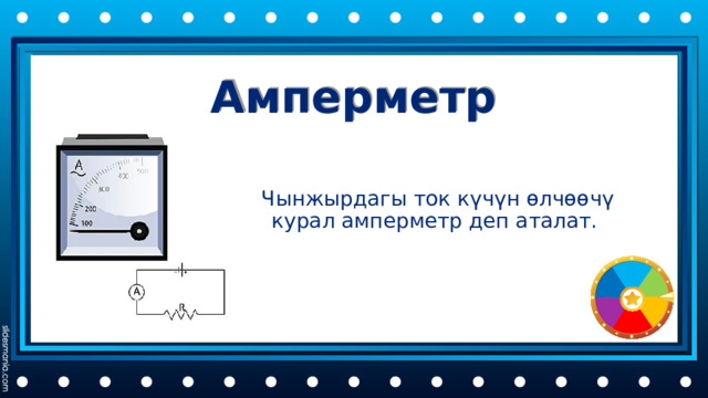 Амперметр Чынжырдагы ток күчүн өлчөөчү курал амперметр деп аталат. 