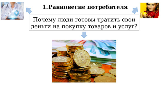 Равновесие потребителя Почему люди готовы тратить свои деньги на покупку товаров и услуг? 