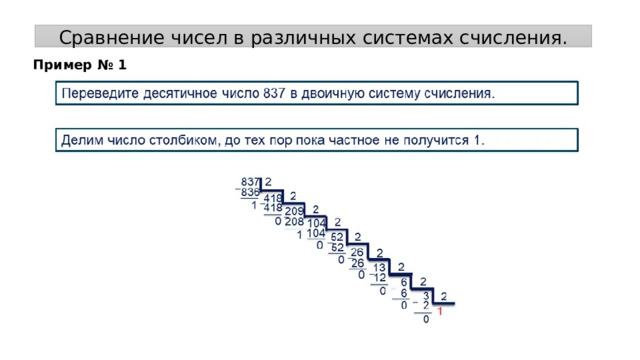 Сравнение чисел в различных системах счисления. Пример № 1 