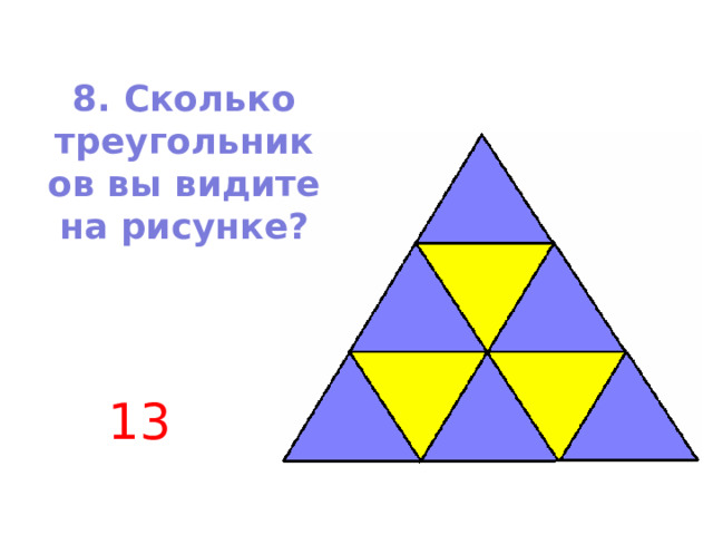 8. Сколько треугольников вы видите на рисунке?  13 