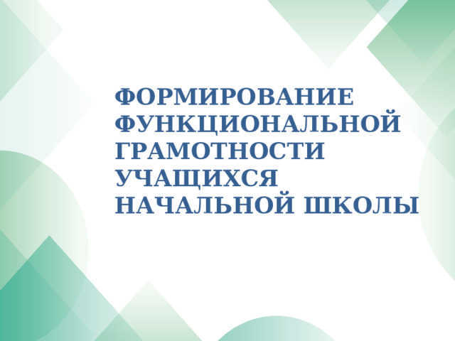 ФОРМИРОВАНИЕ ФУНКЦИОНАЛЬНОЙ  ГРАМОТНОСТИ  УЧАЩИХСЯ  НАЧАЛЬНОЙ ШКОЛЫ 