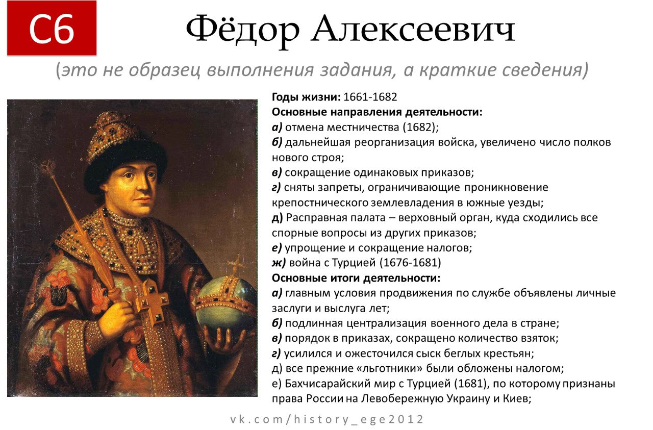 Карточки правителей России 17 века