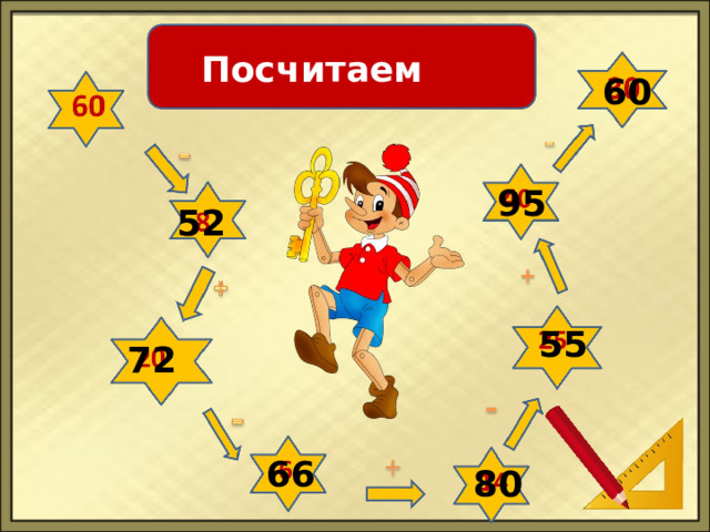 Посчитаем 60 95 52 55 72 66 80 