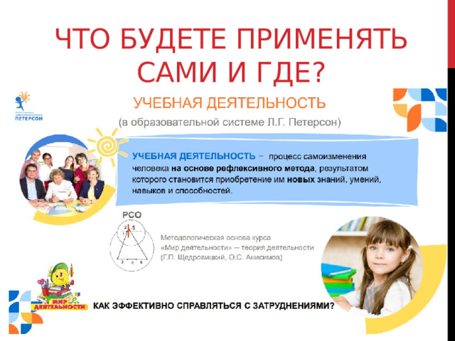 Что будете применять сами и где? 