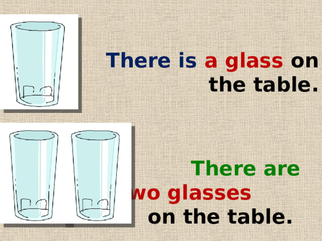  There is a glass on the table.  There are two glasses  on the table. 