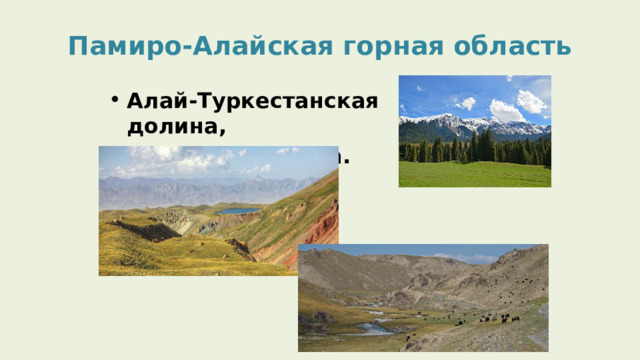 Памиро-Алайская горная область Алай-Туркестанская долина, Алайская долина. 