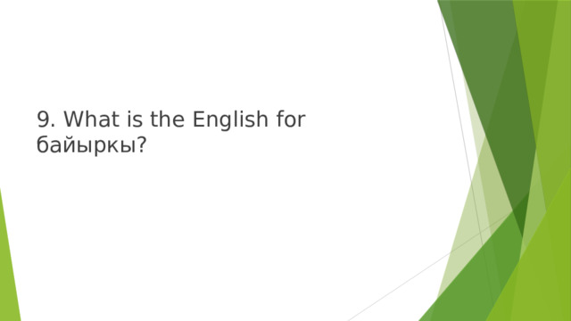 9. What is the English for байыркы? 