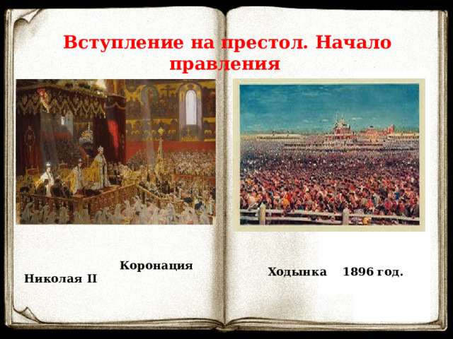 Вступление на престол. Начало правления   Коронация Николая II Ходынка 1896 год. 