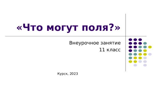 «Что могут поля?» Внеурочное занятие 11 класс Курск, 2023  