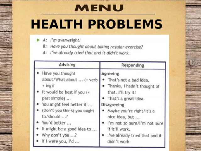 HEALTH PROBLEMS 