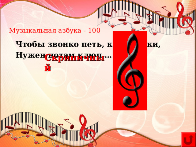 Музыкальная азбука - 100 Чтобы звонко петь, как птички, Нужен нотам ключ … Скрипичный 