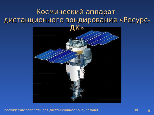 Космический аппарат  дистанционного зондирования «Ресурс-ДК» Космические аппараты для дистанционного зондирования   