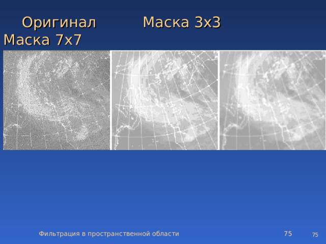  Оригинал Маска 3х3 Маска 7х7 Фильтрация в пространственной области   