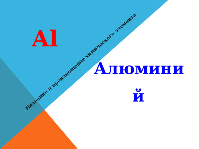 Название и произношение химического элемента А l Алюминий  