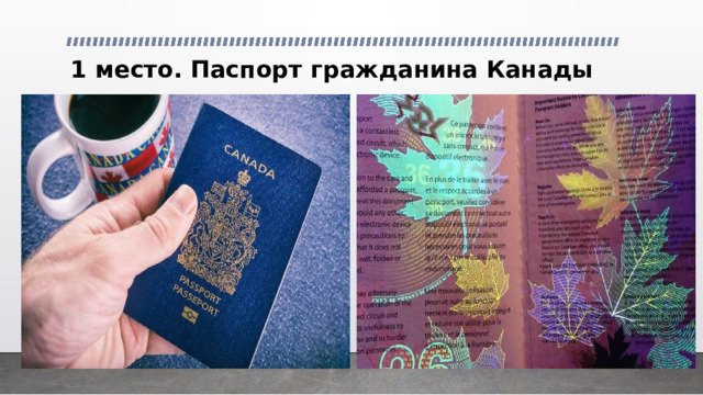 1 место. Паспорт гражданина Канады   