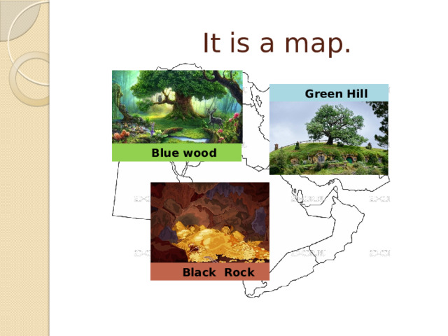  It is a map.  Green Hill  Blue wood  Black Rock 