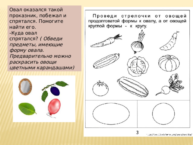 Овал. Сравнение предметных совокупностей