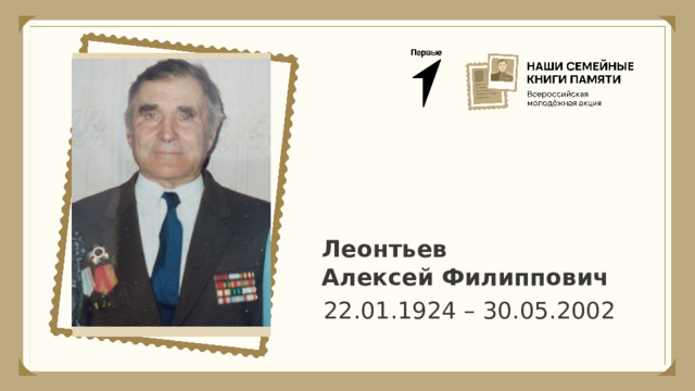 Леонтьев Алексей Филиппович 22.01.1924 – 30.05.2002 