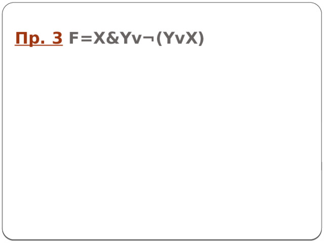 Пр. 3  F=X&Yv¬(YvX) 