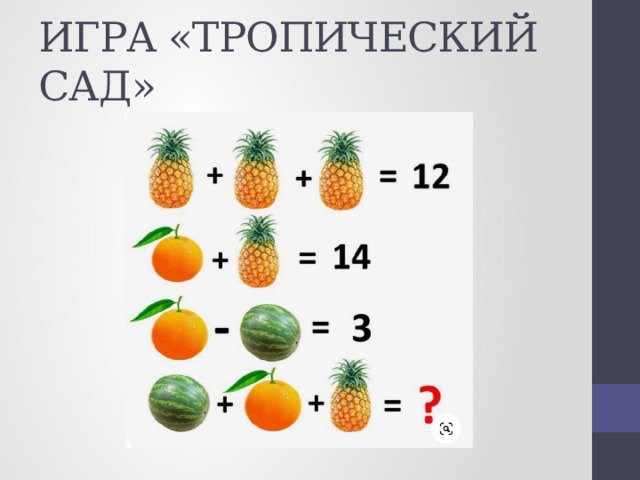 ИГРА «ТРОПИЧЕСКИЙ САД» 