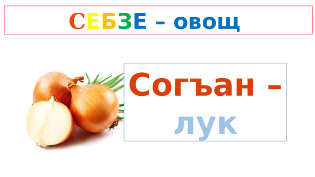 C Е Б З Е  – овощ Согъан – лук 