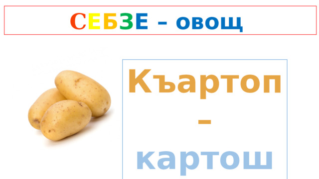 C Е Б З Е  – овощ Къартоп –  картошка 