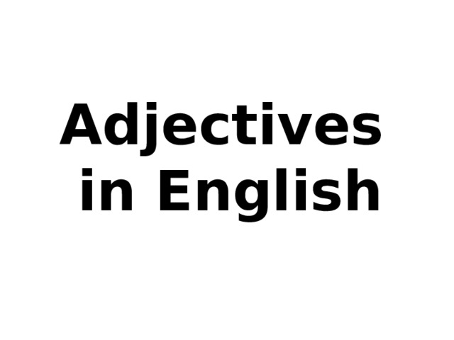  Adjectives in English 