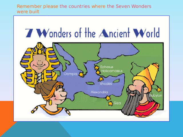 Remember please the countries where the Seven Wonders were built 