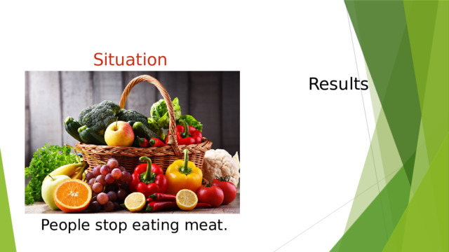 Situation   Results People stop eating meat. 