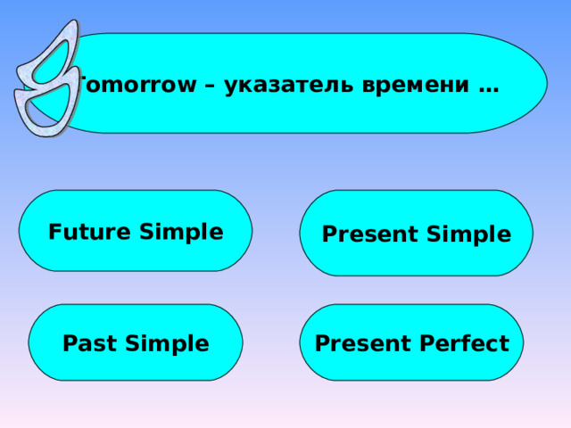 Tomorrow – указатель времени … Future Simple Present Simple Past Simple Present Perfect 