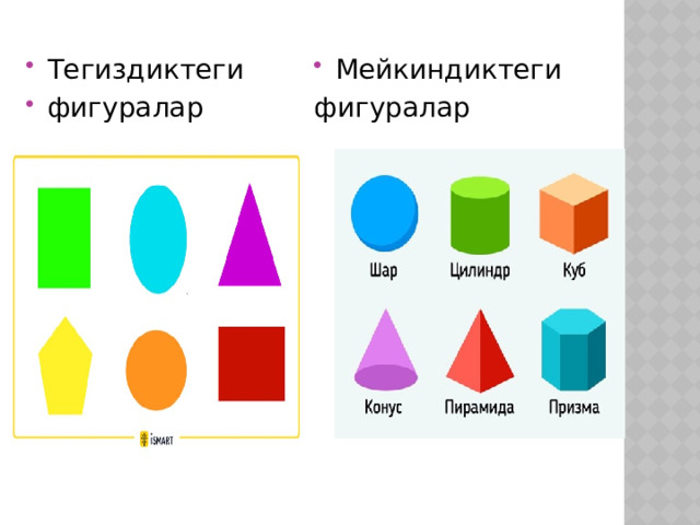 Тегиздиктеги фигуралар Мейкиндиктеги фигуралар 