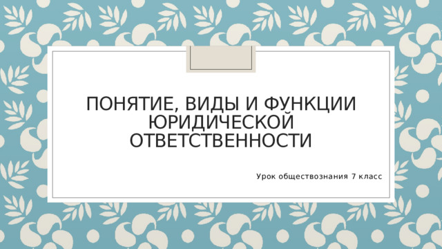 Понятие, виды и функции юридической ответственности Урок обществознания 7 класс 