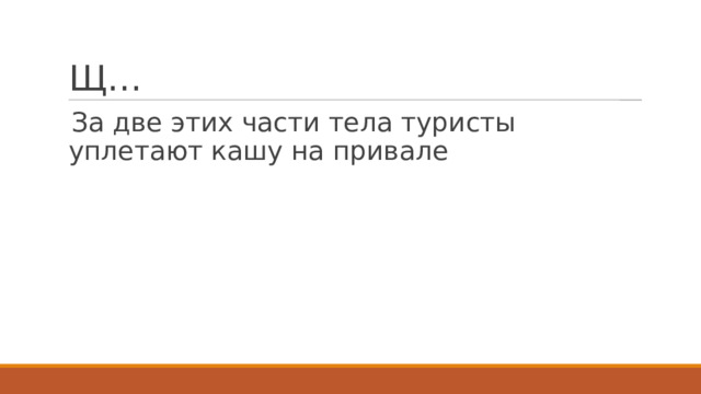 Щ… За две этих части тела туристы уплетают кашу на привале 