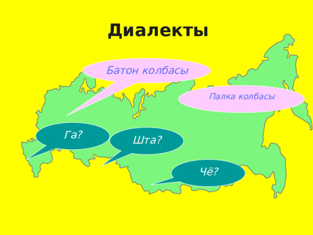 Диалекты Батон  колбасы Палка  колбасы Га? Шта? Чё?  