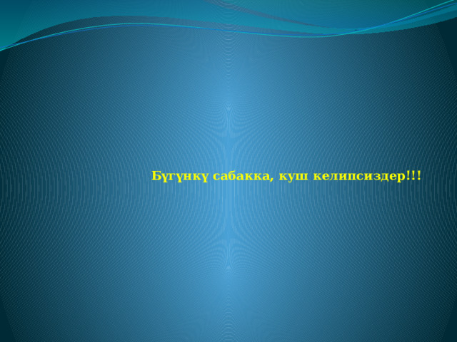    Бүгүнкү сабакка, куш келипсиздер!!!    