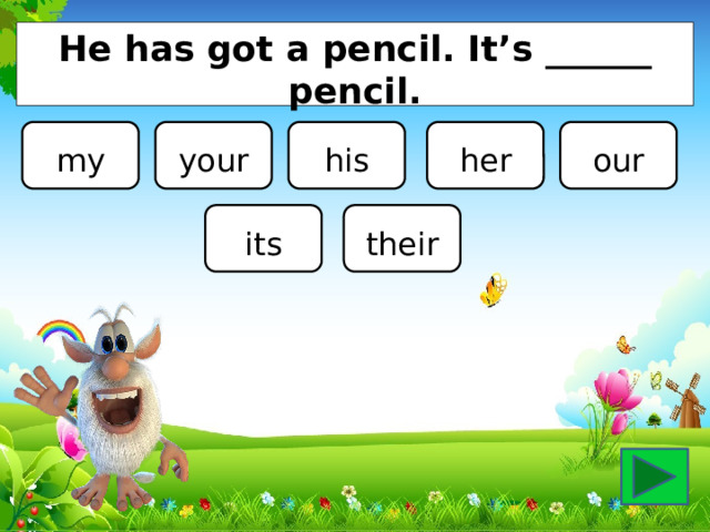 He has got a pencil. It’s ______ pencil. my your his her our its their 