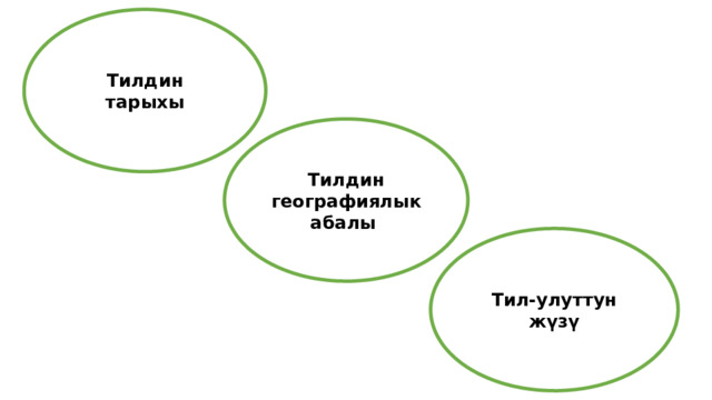 Тилдин тарыхы Тилдин географиялык абалы Тил-улуттун жүзү 
