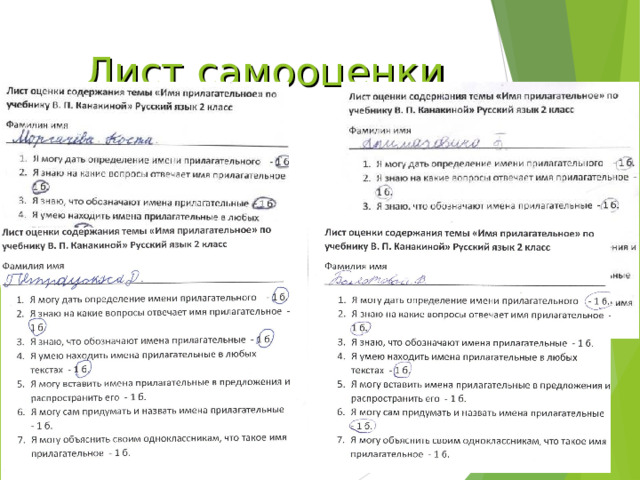 Лист самооценки www.themegallery.com 