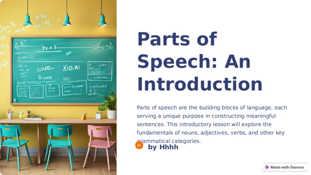 Parts of Speech: An Introduction Parts of speech are the building blocks of language, each serving a unique purpose in constructing meaningful sentences. This introductory lesson will explore the fundamentals of nouns, adjectives, verbs, and other key grammatical categories. by Hhhh  