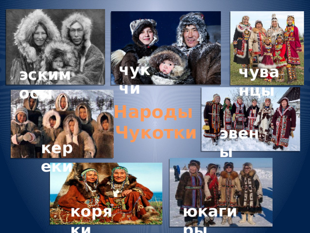 чукчи чуванцы эскимосы Народы  Чукотки эвены кереки коряки юкагиры 
