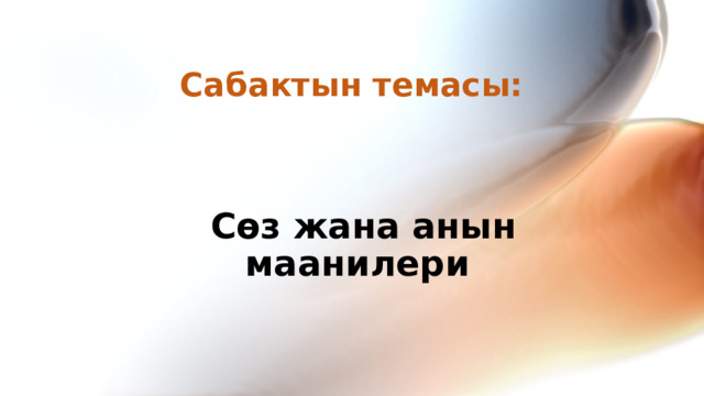 Сабактын темасы:  Сөз жана анын маанилери  