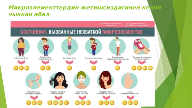 Микроэлементтердин жетишсиздигинен келип чыккан абал 