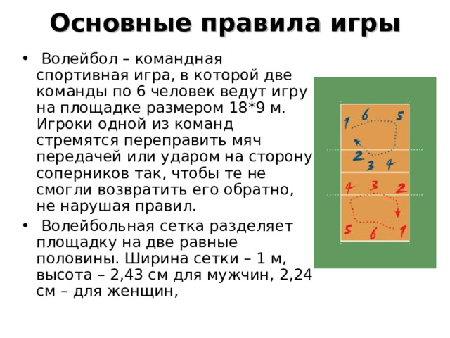 правила игры в волейбол 5 класс