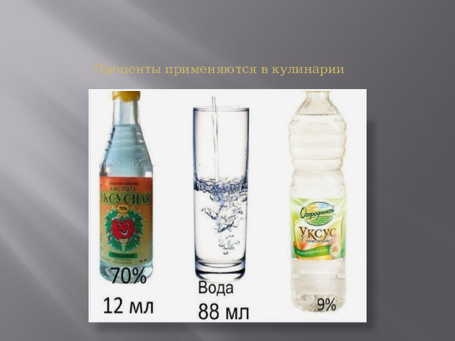 Проценты применяются в кулинарии 