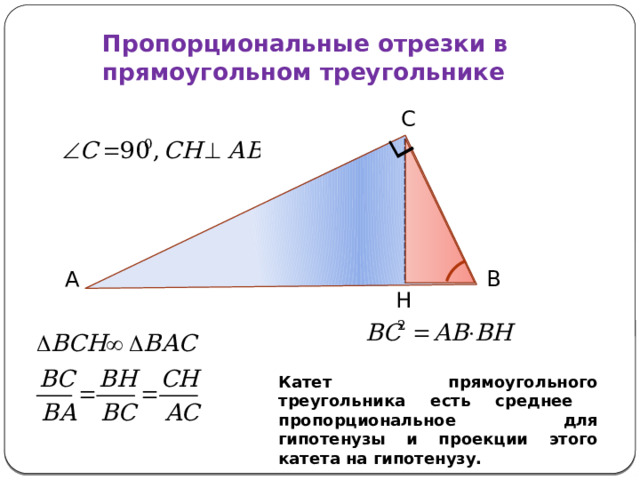8 класс пропорциональные отрезки в прямоугольном
