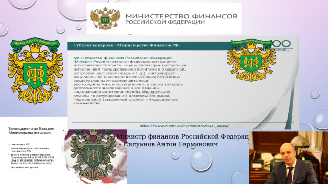 Министр финансов Российской Федерации – Силуанов Антон Германович 